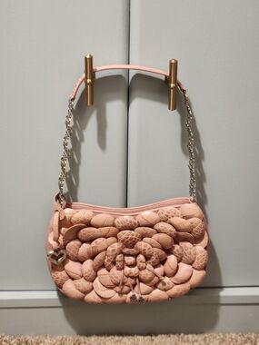 Brighton Rosalie small shoulder purse pink leather 3D Flower Petals 9x6x1.5 EUC